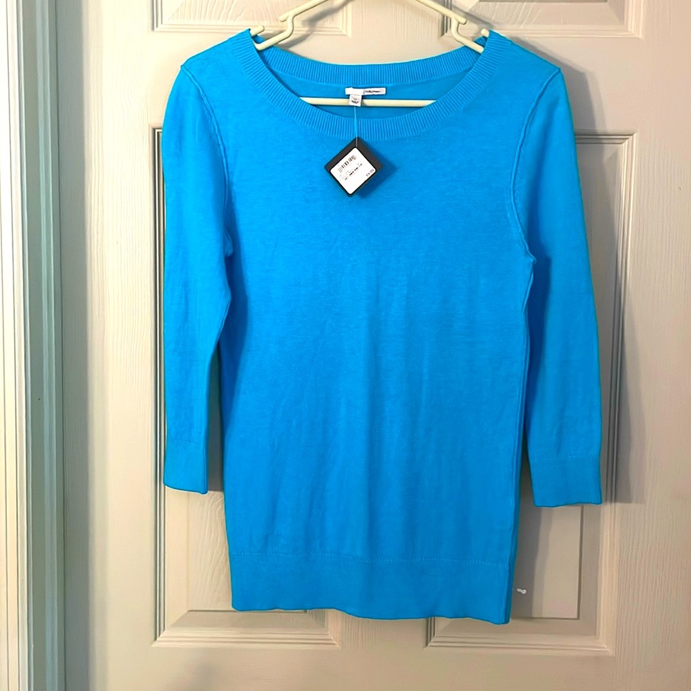 HALOGEN teal blue scoop neck lightweight sweater NWT Size S